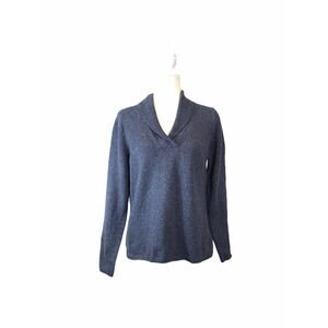Boscov's Architect Women's Size M Long Sleeve Blue‎ Knit Sweater Fold Collar